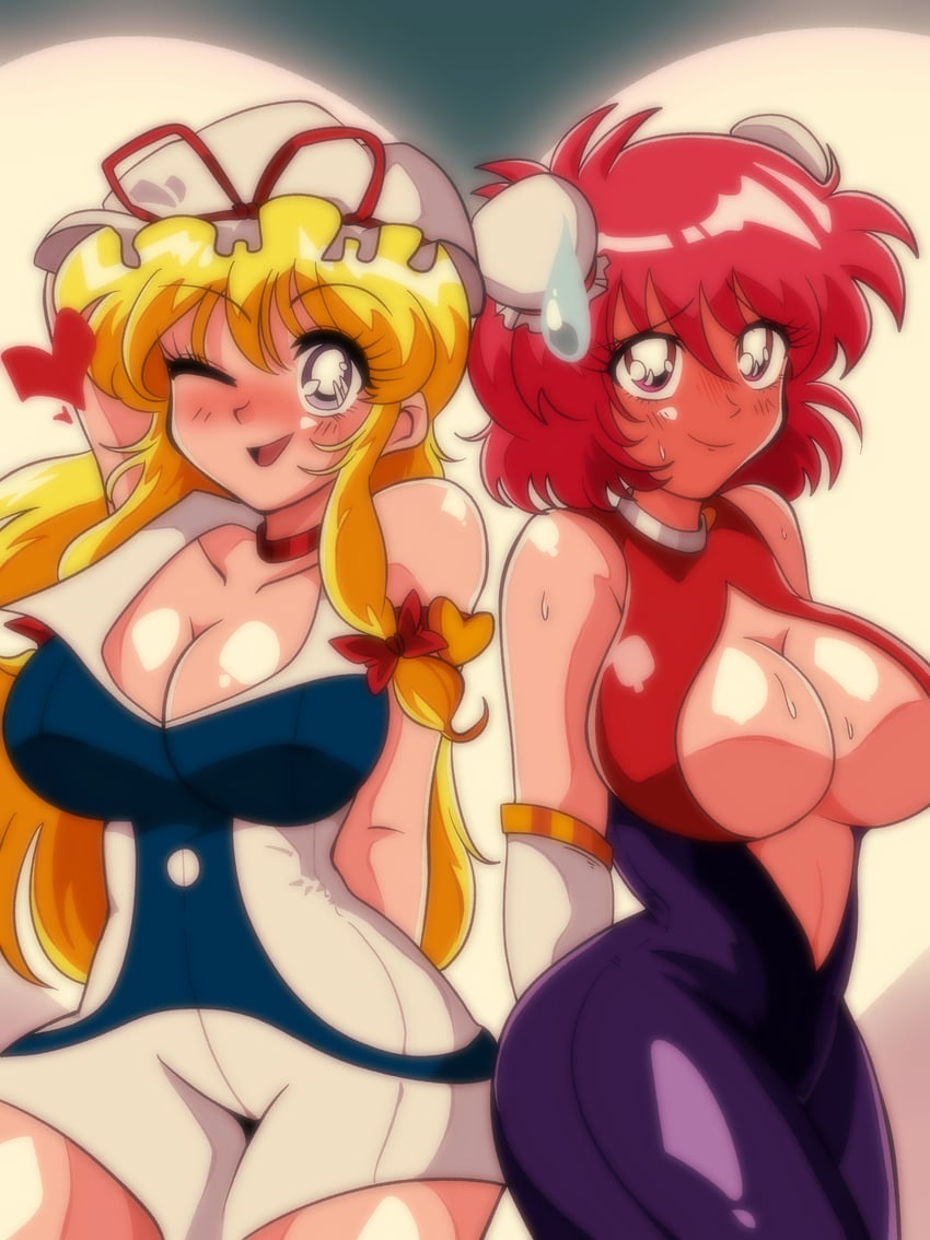 yakumo yukari, ibaraki kasen, cutie honey, and kisaragi honey (touhou and 1 more) drawn by miwijag1997