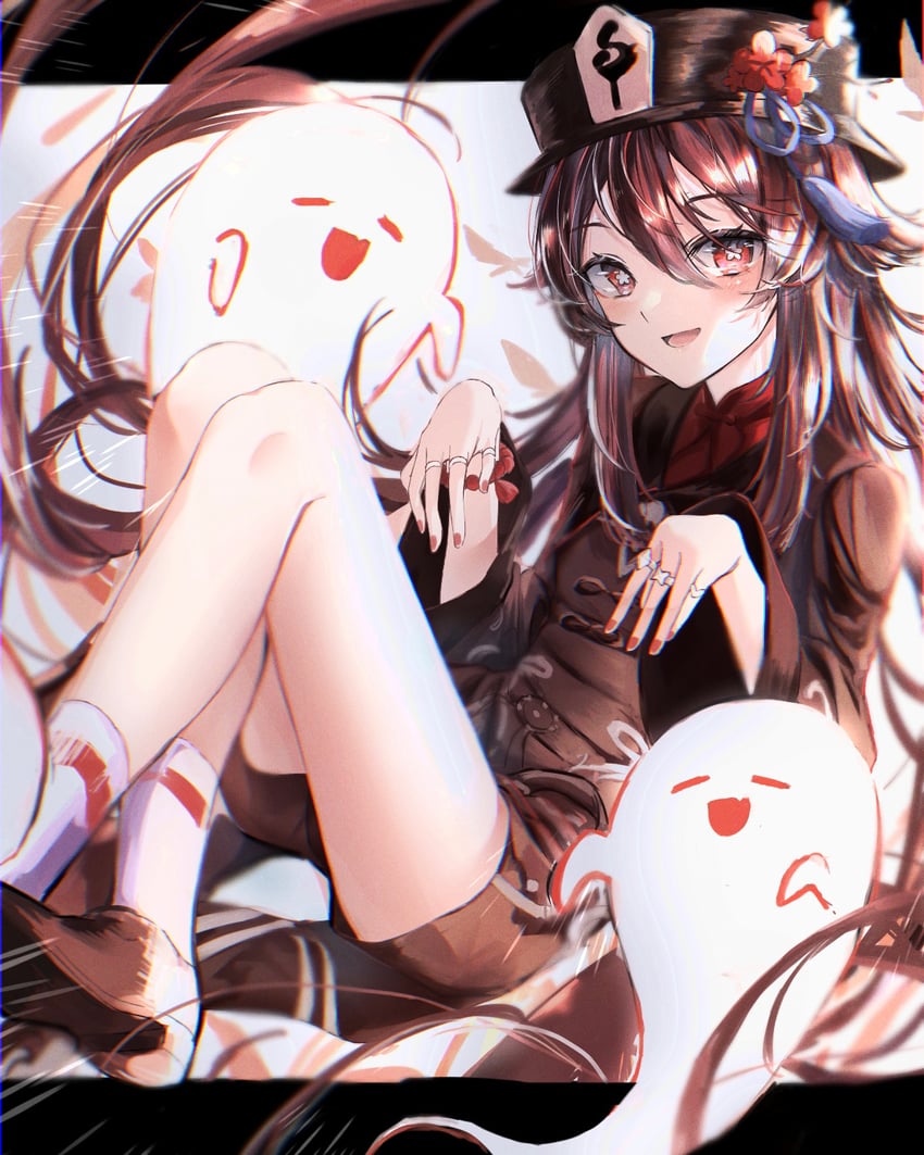 hu tao and boo tao (genshin impact) drawn by saksak_mocchiri