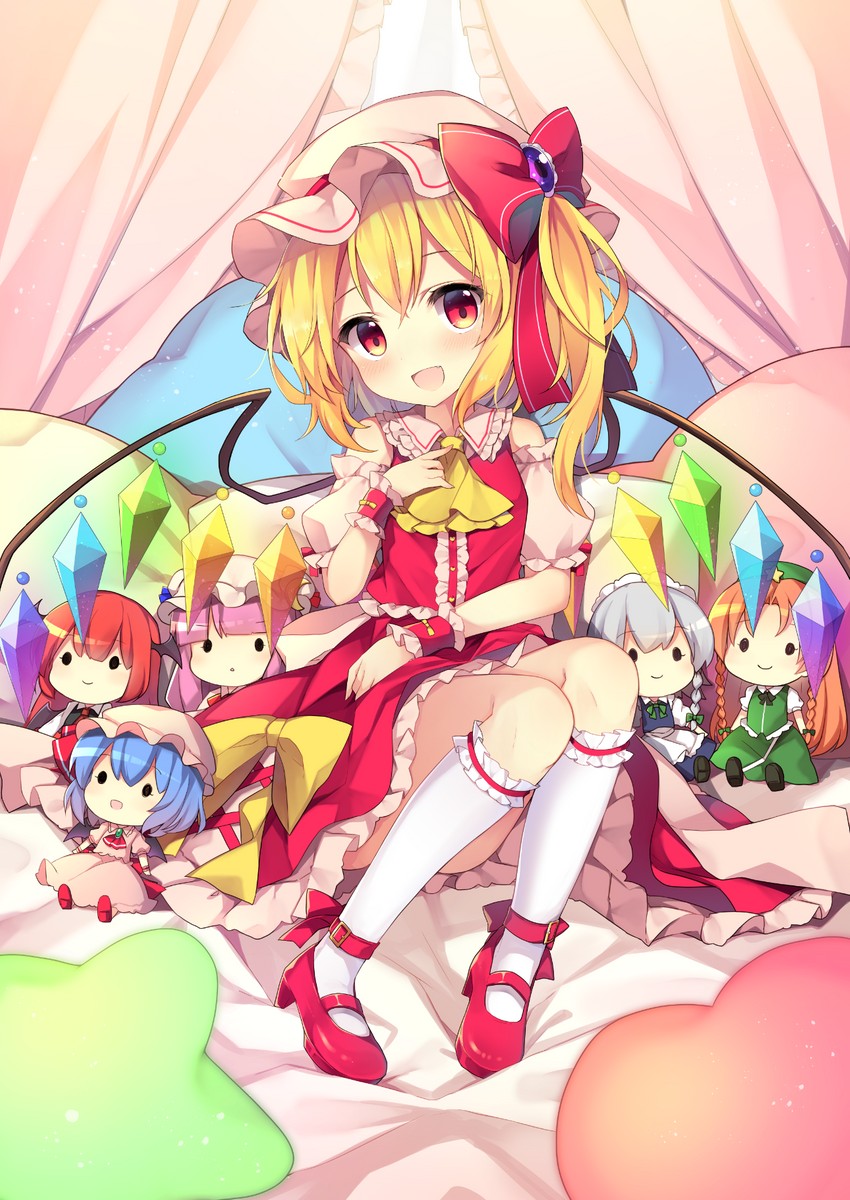 remilia scarlet, flandre scarlet, izayoi sakuya, patchouli knowledge, hong meiling, and 1 more (touhou) drawn by ruhika