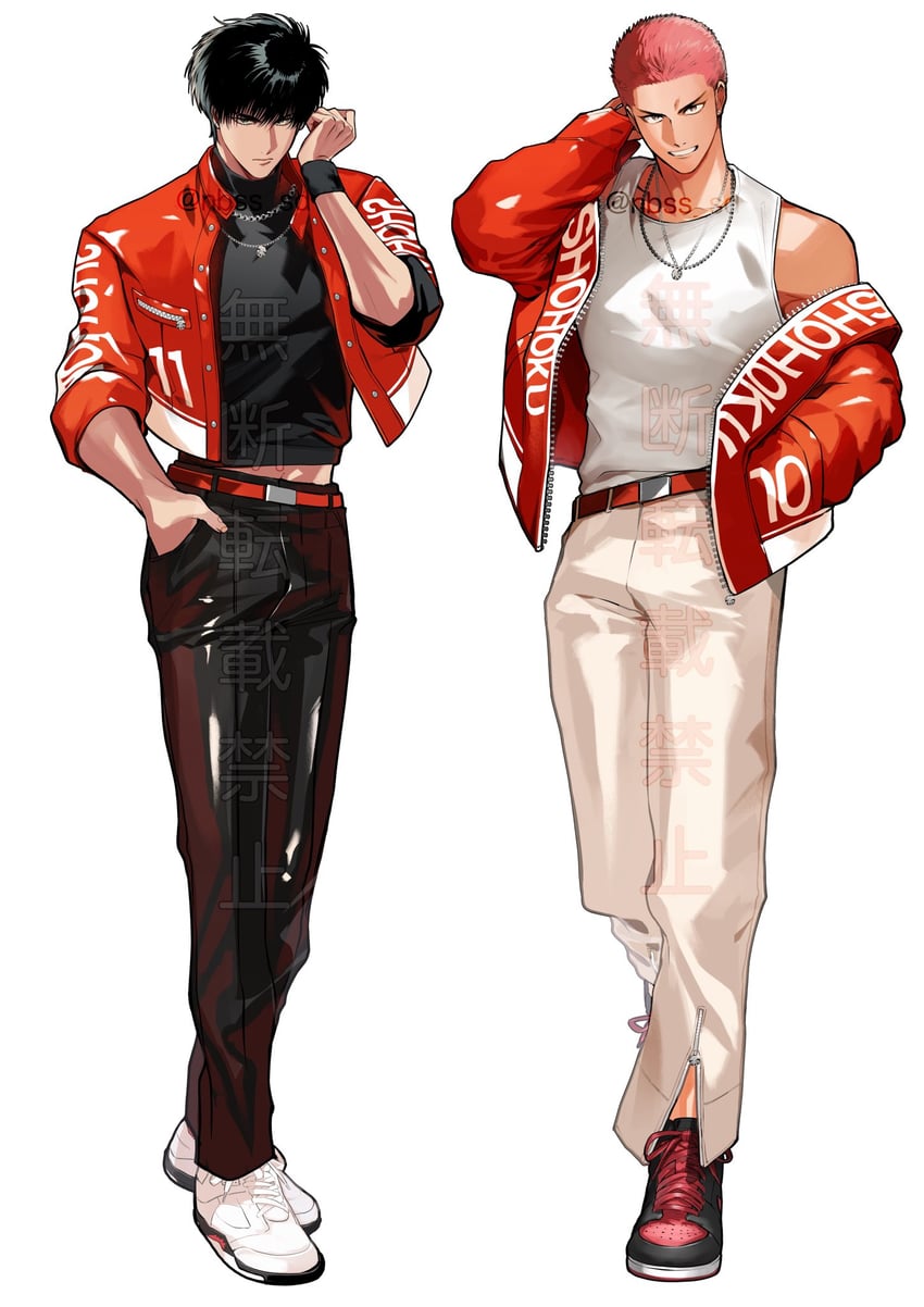 sakuragi hanamichi and rukawa kaede (slam dunk) drawn by nbss_sd