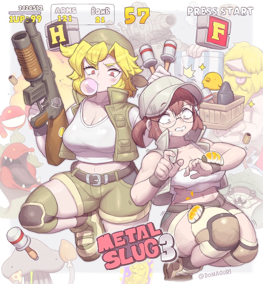 fio germi and kasamoto eri (metal slug and 1 more) drawn by domaguri