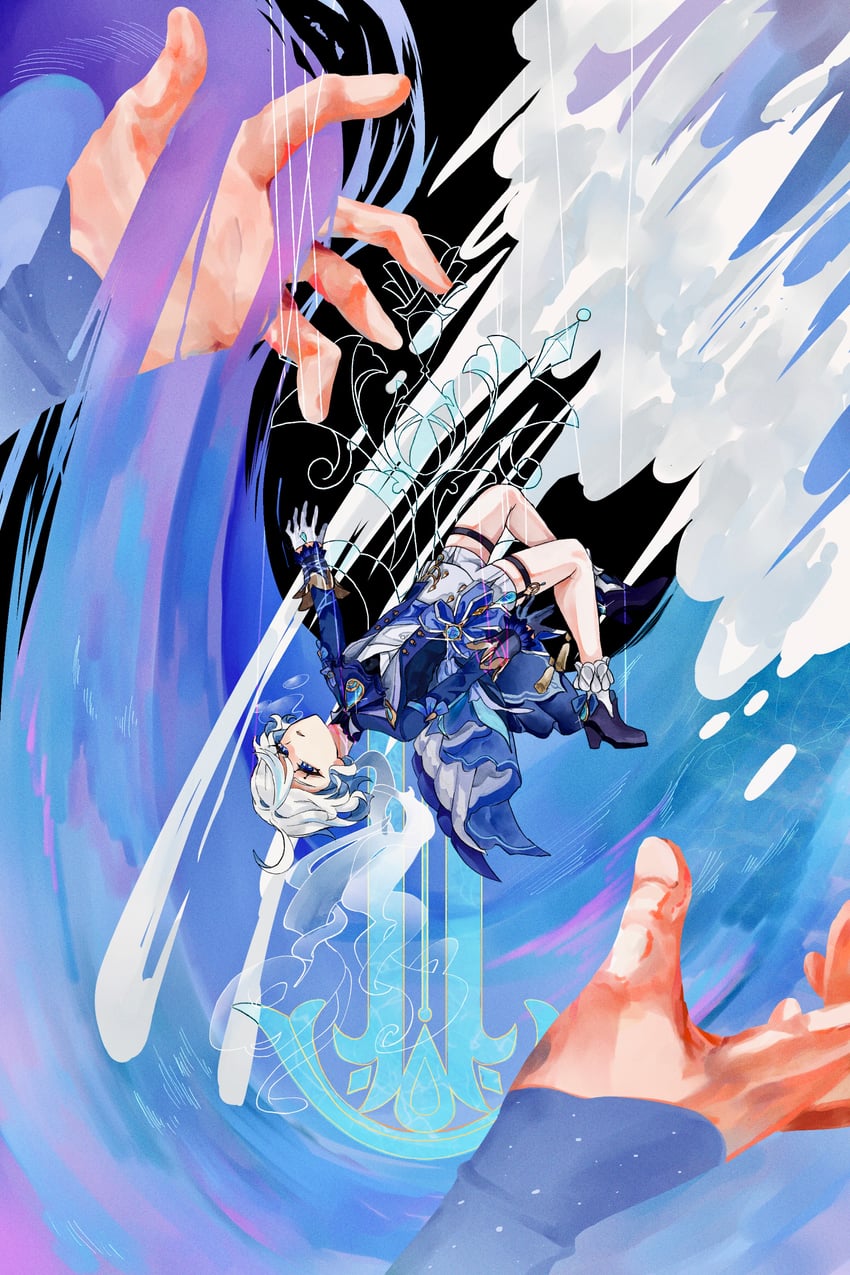 furina and focalors (genshin impact) drawn by yusen_seki