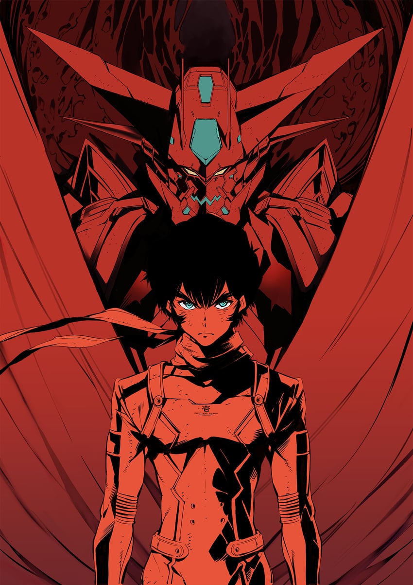 getter-1 and nagare ryoma (getter robo and 1 more) drawn by shimizu_eiichi and shimoguchi_tomohiro