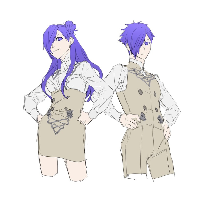 female shez and male shez (fire emblem and 2 more) drawn by mu_nak
