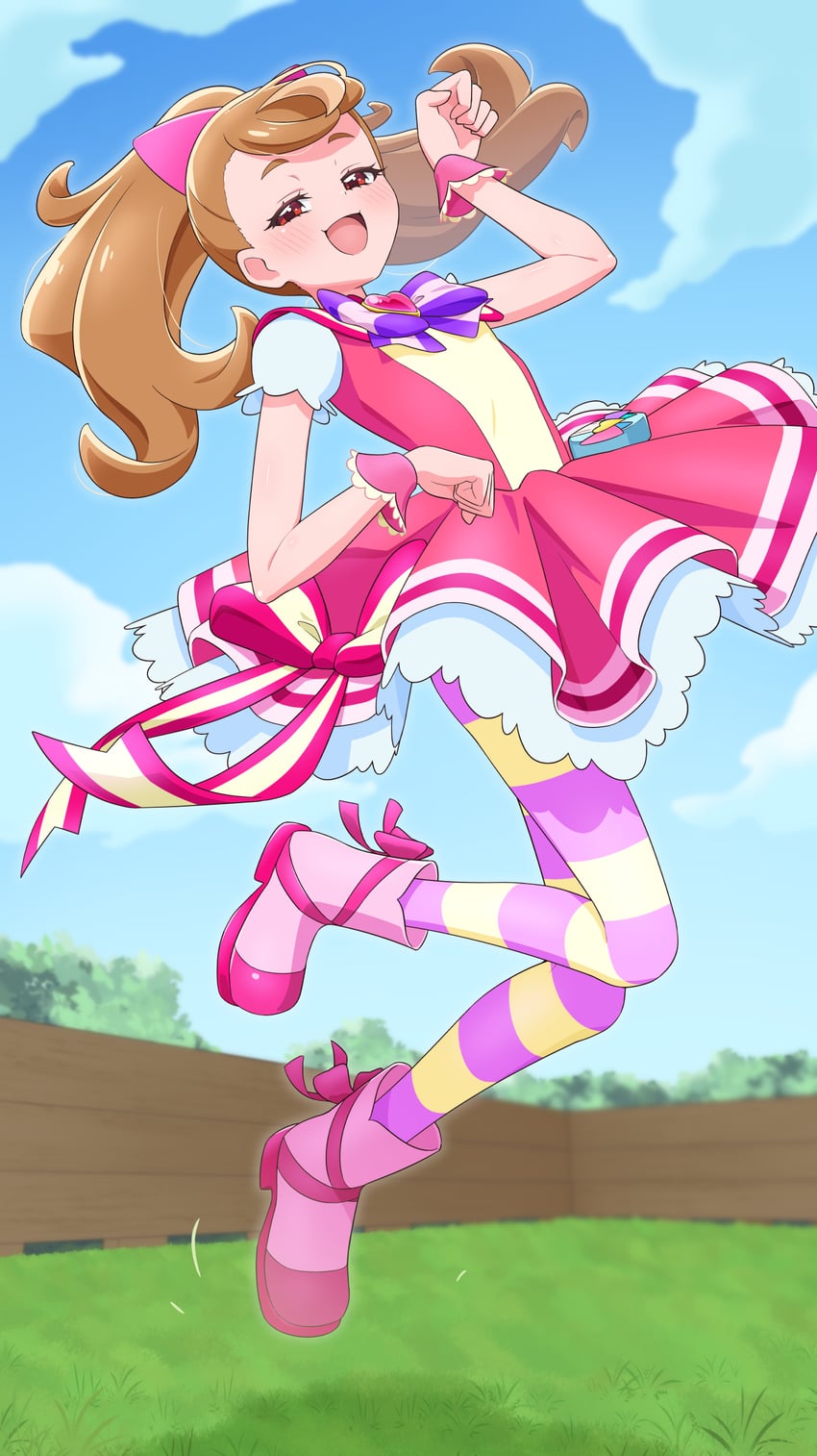 inukai komugi and cure wonderful (precure and 1 more) drawn by tiler_(tiler00)