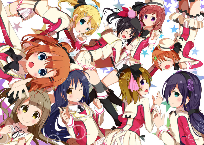 nishikino maki, tojo nozomi, sonoda umi, yazawa nico, ayase eli, and 4 more (love live! and 1 more) drawn by sasahara_wakaba