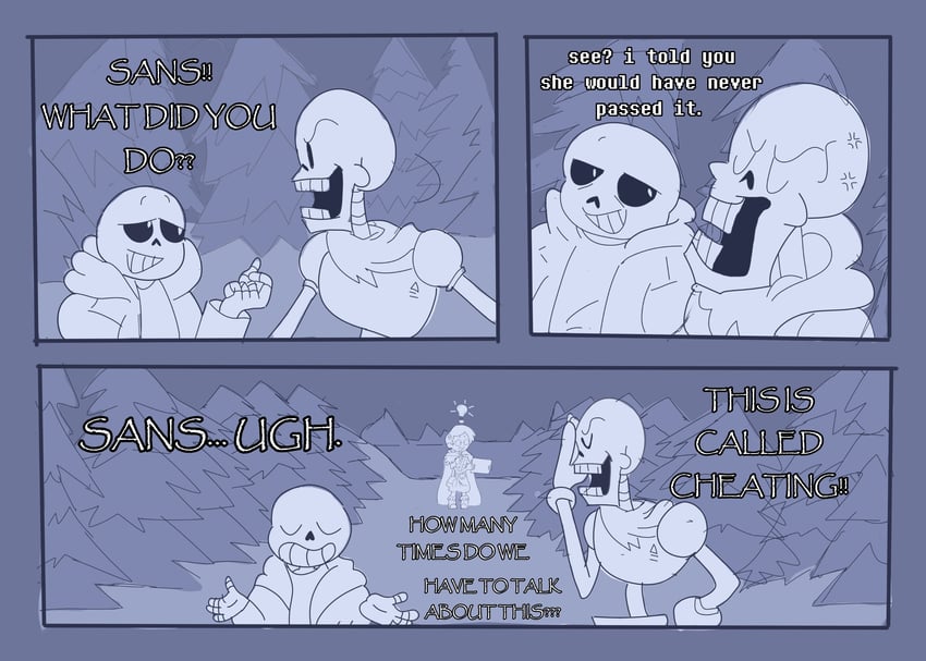 sans, papyrus, and marcy wu (undertale and 1 more) drawn by wandydoodles