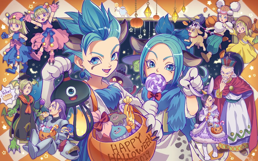 slime, hero, martina, camus, veronica, and 23 more (dragon quest and 2 more) drawn by janis_(hainegom)