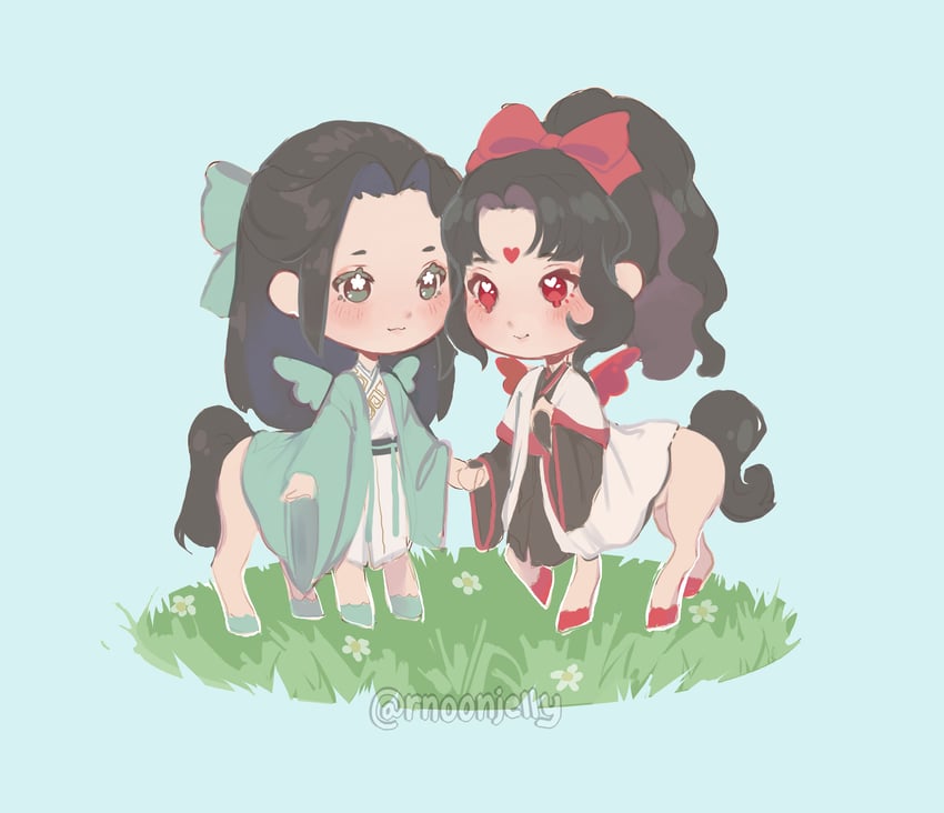 luo binghe and shen qingqiu (renzha fanpai zijiu xitong and 2 more) drawn by renee_(flowerj3lly)