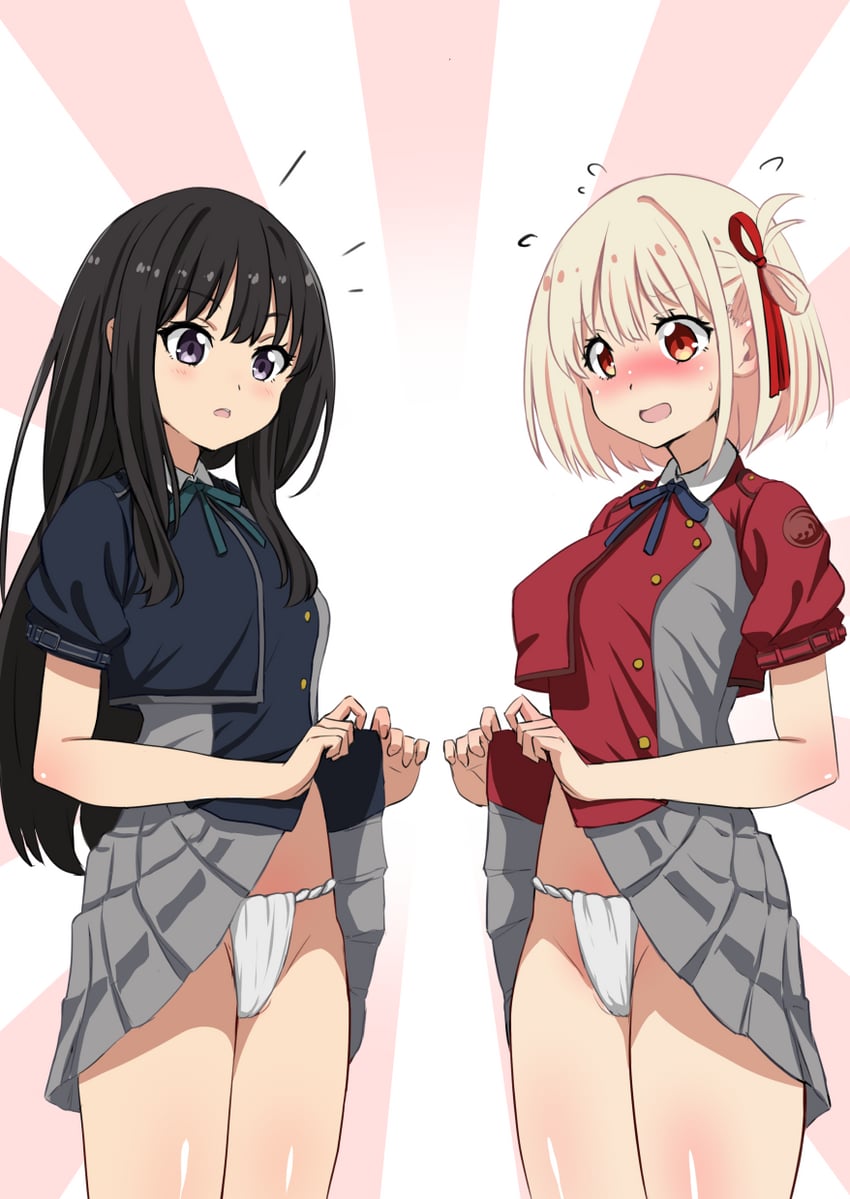 nishikigi chisato and inoue takina (lycoris recoil) drawn by yokoshima_(euphoria)
