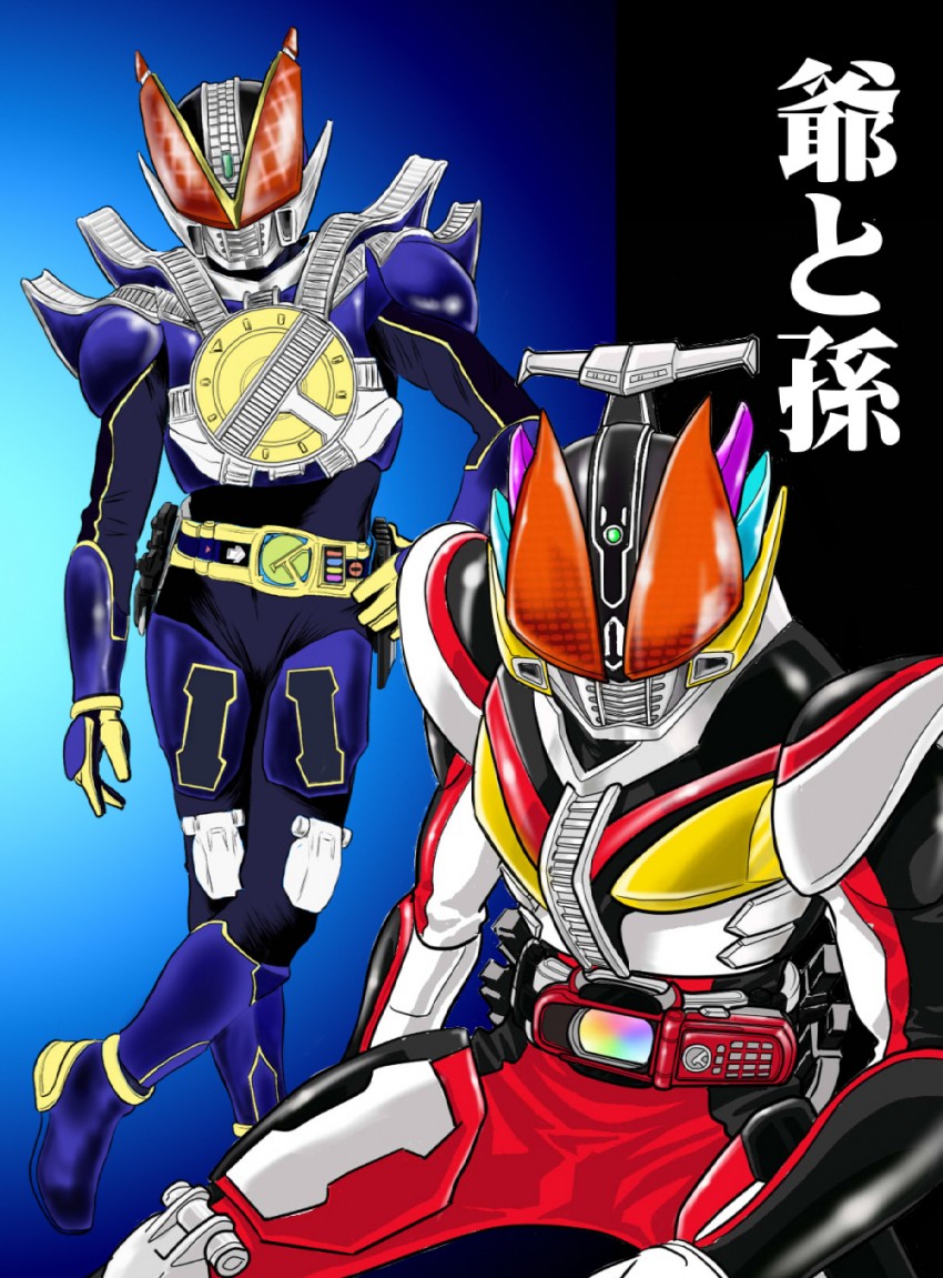 kamen rider den-o and kamen rider new den-o (kamen rider and 1 more) drawn by jolt_(artist)