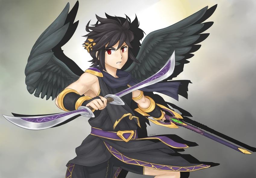 dark pit (kid icarus and 1 more) drawn by azuru_(cyandine)