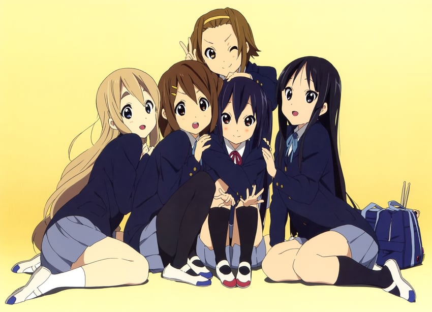 akiyama mio, nakano azusa, hirasawa yui, tainaka ritsu, and kotobuki tsumugi (k-on!) drawn by horiguchi_yukiko