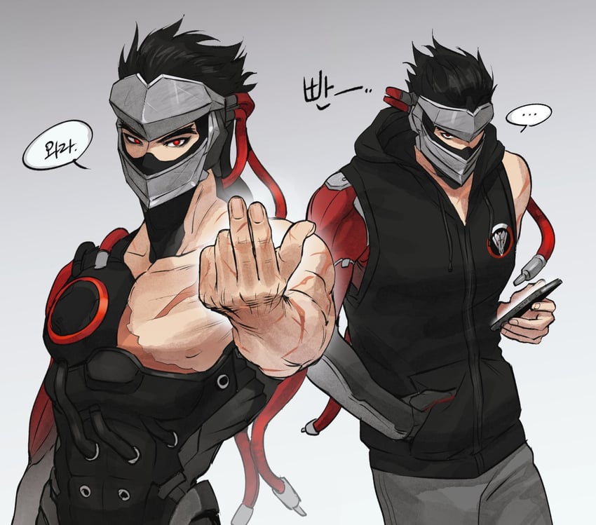 genji and blackwatch genji (overwatch and 1 more) drawn by dotgvai