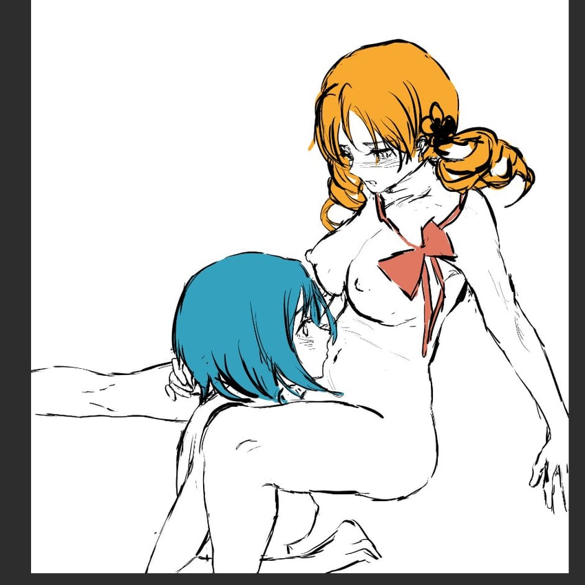 miki sayaka and tomoe mami (mahou shoujo madoka magica) drawn by llbzqsj