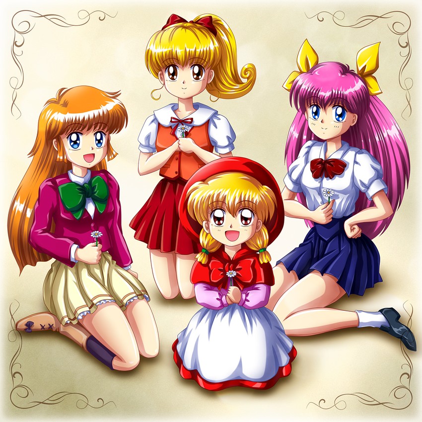 haneoka meimi, hanasaki momoko, chacha, and moriya ririka (kaitou saint tail and 3 more) drawn by mimimix