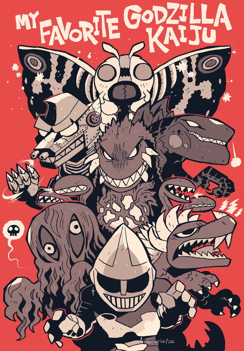 godzilla, mothra, mechagodzilla, jet jaguar, biollante, and 4 more (monsterverse and 6 more) drawn by rariatto_(ganguri)