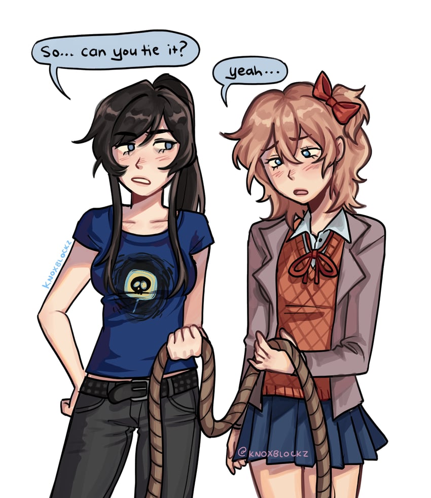 sayori and nicole (doki doki literature club and 1 more) drawn by knoxblockz