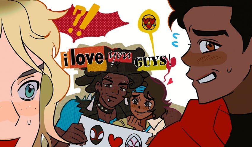 spider-gwen, gwen stacy, miles morales, spider-man, hobie brown, and 1 more (marvel and 3 more) drawn by bepp_11