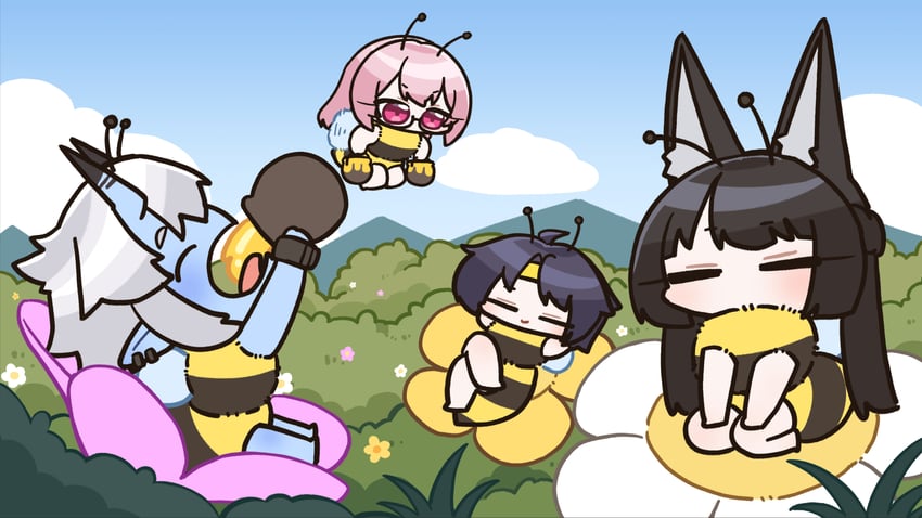 hoshimi miyabi, tsukishiro yanagi, soukaku, and asaba harumasa (zenless zone zero) drawn by gooak
