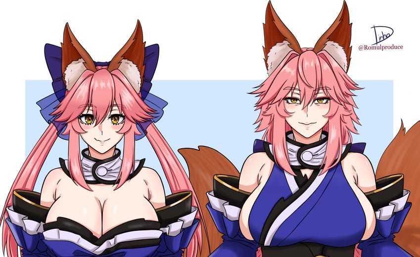 tamamo and tamamo no mae (fate and 2 more) drawn by romulproduce
