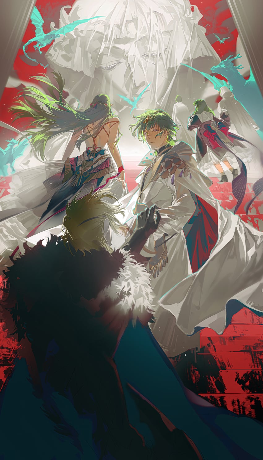 dimitri alexandre blaiddyd, rhea, male byleth, flayn, and seteth (fire emblem and 1 more) drawn by gongzuotianxiadiyi