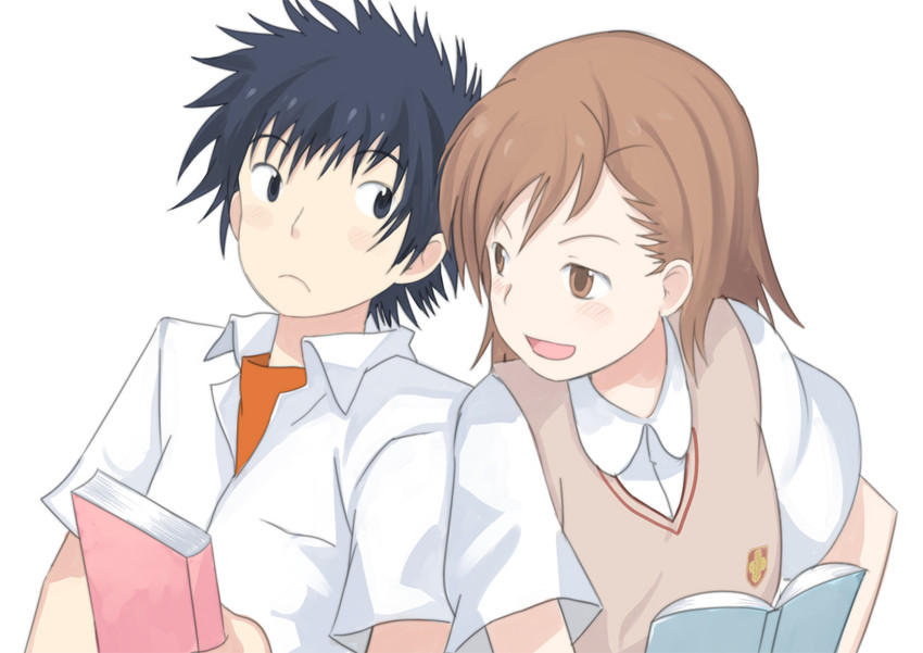 misaka mikoto and kamijou touma (toaru majutsu no index and 1 more) drawn by enoki_p