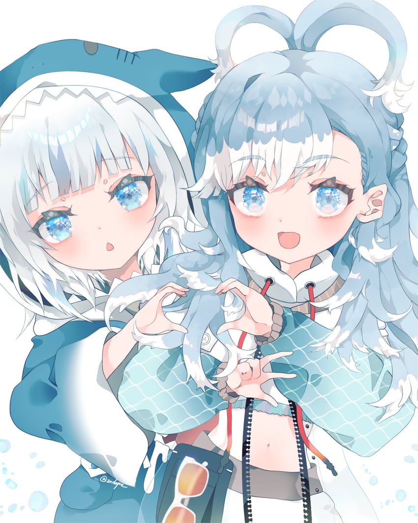 gawr gura and kobo kanaeru (hololive and 2 more) drawn by 2ndope