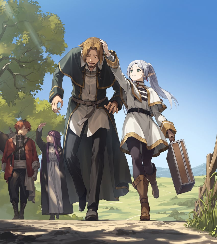 frieren, fern, stark, and sein (sousou no frieren) drawn by cocodar