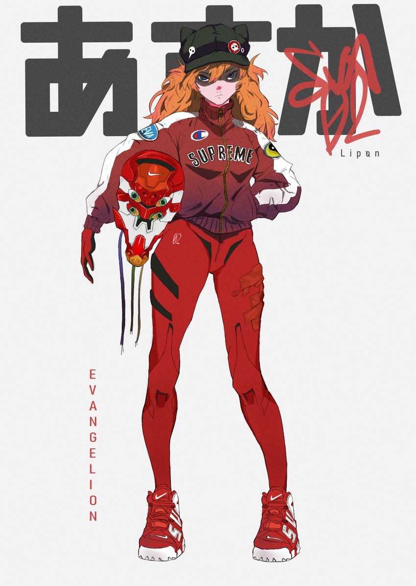 souryuu asuka langley and eva 02 (neon genesis evangelion and 2 more) drawn by lipon