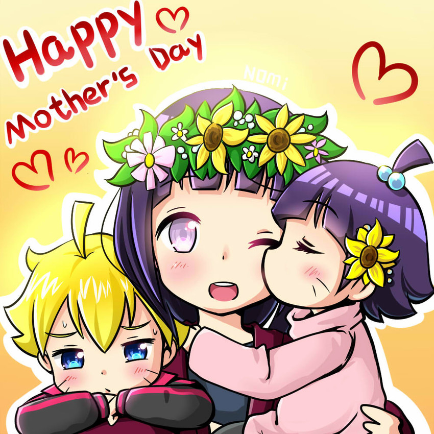 hyuuga hinata, uzumaki boruto, and uzumaki himawari (naruto) drawn by hinata_naomi