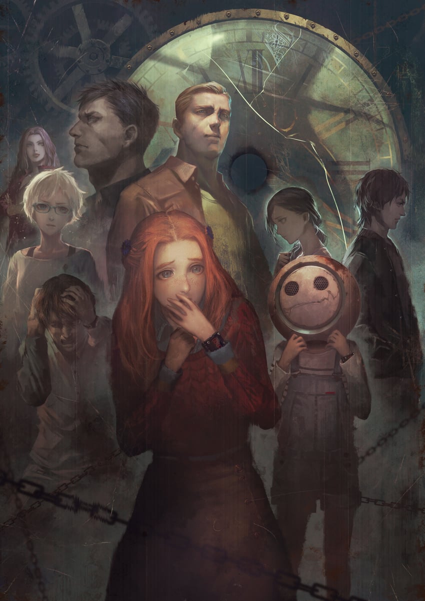 kurashiki akane, phi, junpei, sigma, diana, and 4 more (kyokugen dasshutsu and 1 more) drawn by tomono_rui