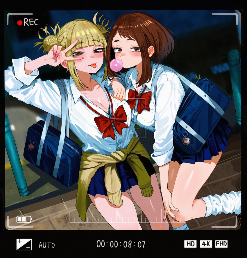 uraraka ochaco and toga himiko (boku no hero academia) drawn by zd_(pixiv6210083)