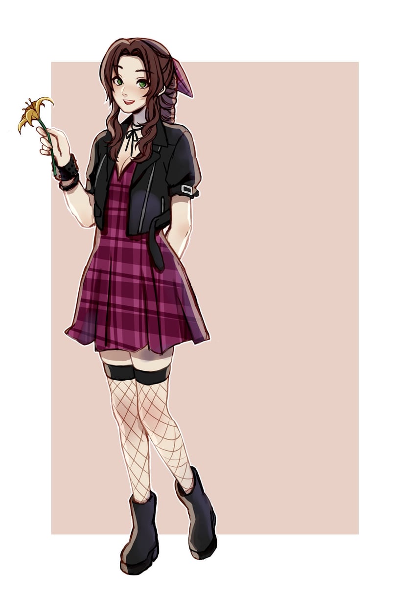 aerith gainsborough (final fantasy and 2 more) drawn by mochee_bi