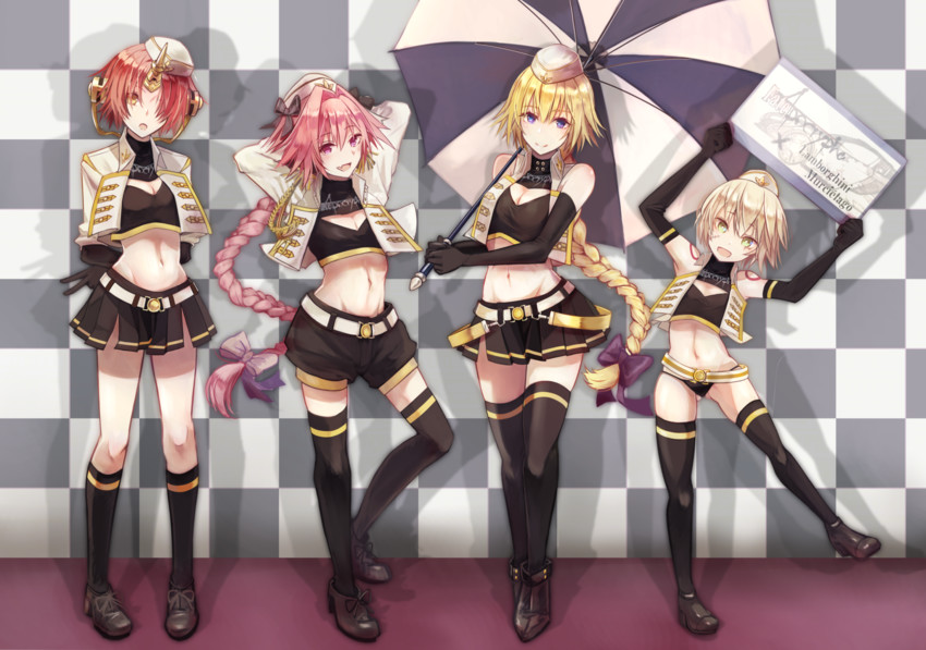 jeanne d'arc, astolfo, jack the ripper, and frankenstein's monster (fate and 1 more) drawn by brat_(brabrabrat00)