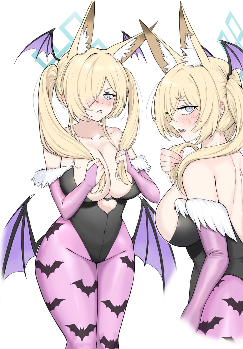 morrigan aensland and kanna (blue archive and 1 more) drawn by yosik