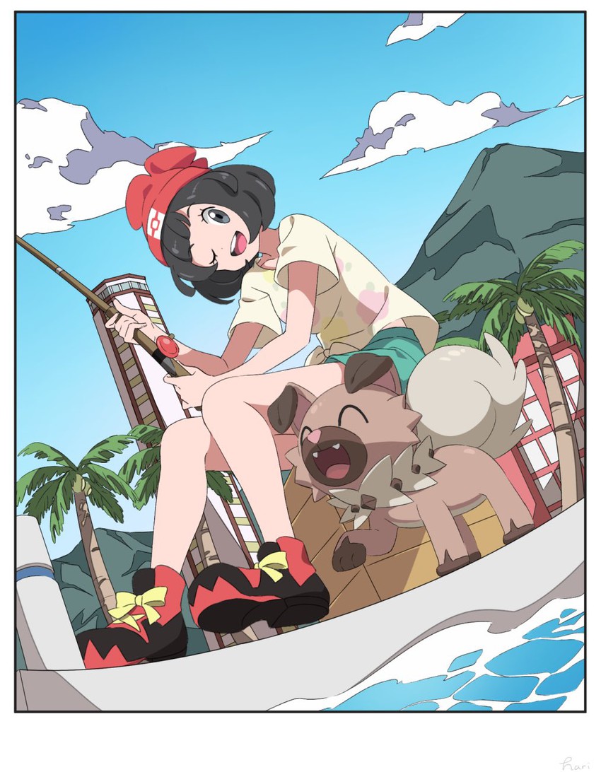 selene and rockruff (pokemon and 1 more) drawn by hari611