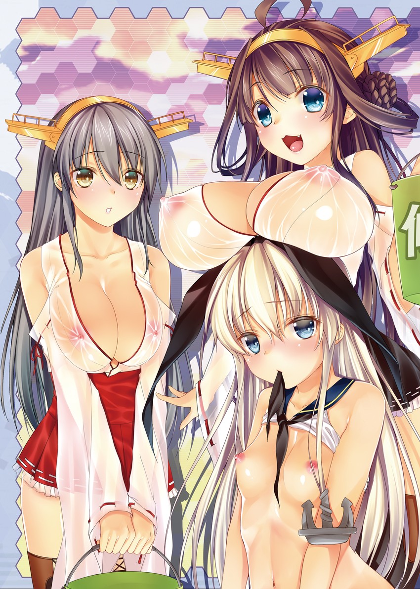 shimakaze, kongou, haruna, kongou kai ni, and haruna kai ni (kantai collection) drawn by obiwan