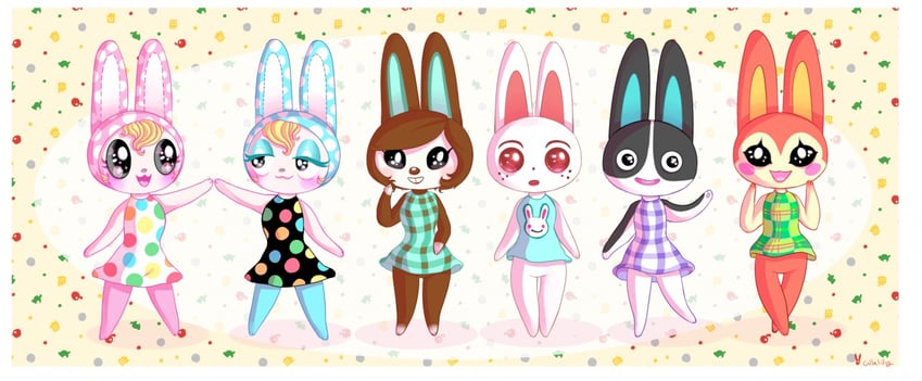 chrissy, francine, bunnie, ruby, dotty, and 1 more (animal crossing)