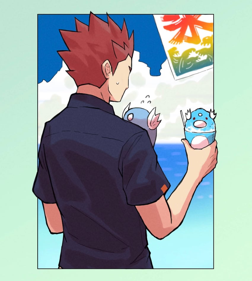 lance and dratini (pokemon and 1 more) drawn by imasara_maki