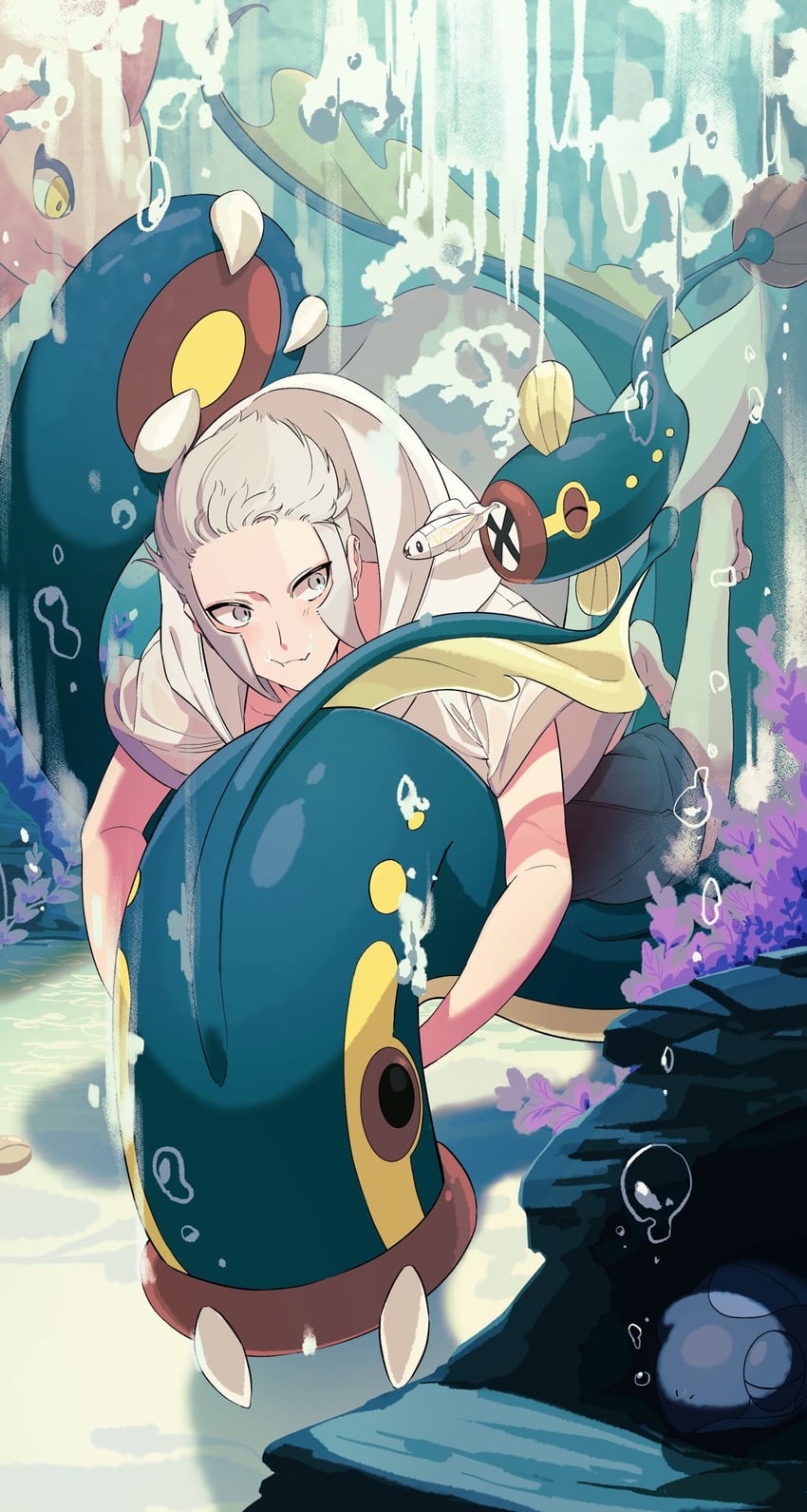 emmet, eelektross, tynamo, alomomola, eelektrik, and 1 more (pokemon and 1 more) drawn by moriyuisu