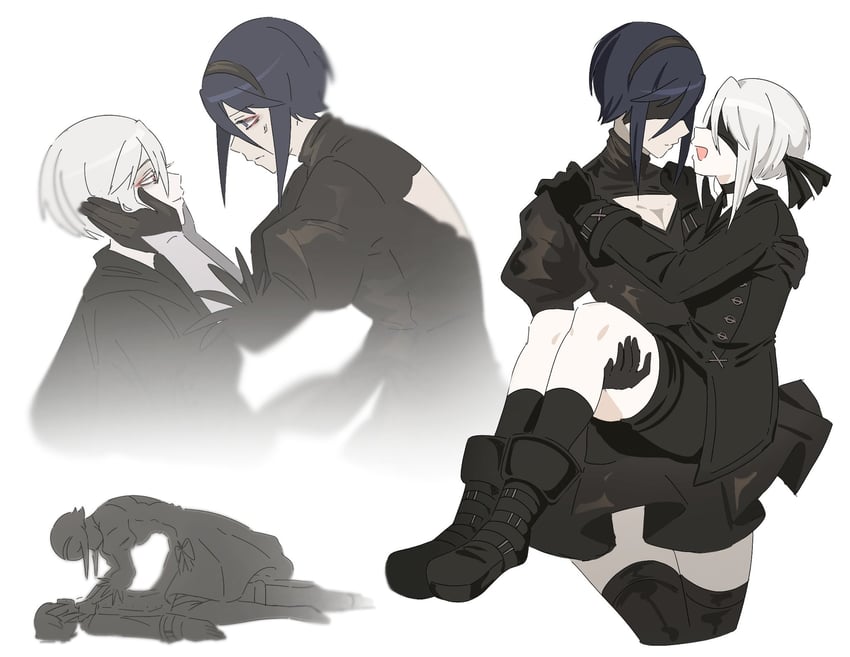 2b, 9s, elster, and ariane yeong (nier and 2 more) drawn by taostooo
