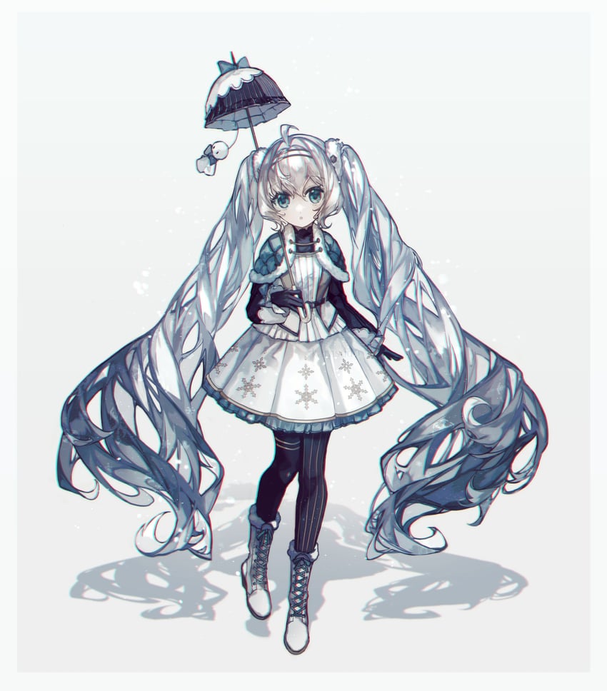 hatsune miku and yuki miku (vocaloid) drawn by momorin_koa