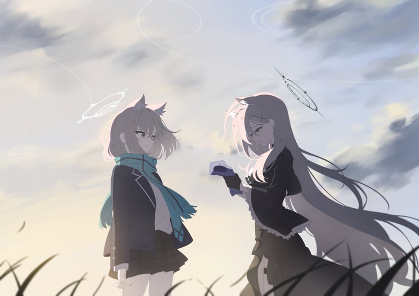 shiroko and shiroko terror (blue archive) drawn by oishi_saba