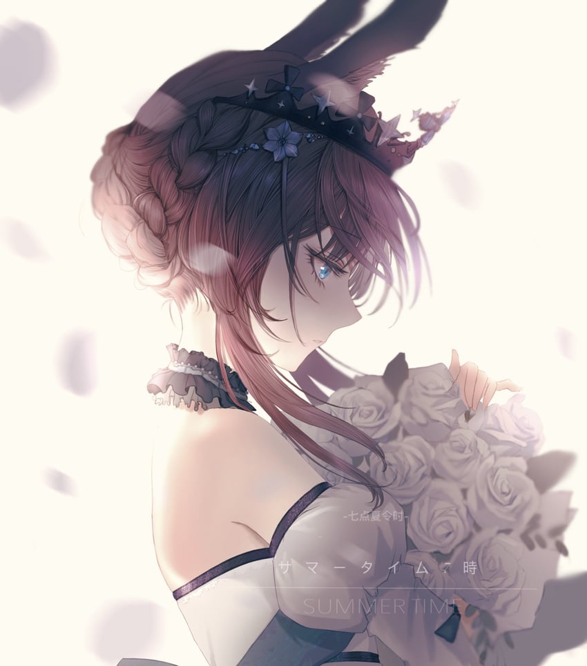 amiya (arknights and 1 more) drawn by qidian_xialingshi