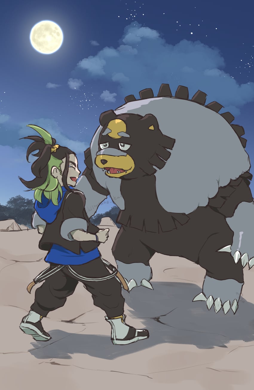 adaman and ursaluna (pokemon and 1 more) drawn by kiiro_tane