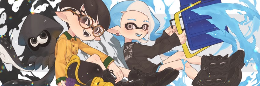 inkling player character, inkling girl, and inkling boy (splatoon and 1 more) drawn by oekk_8