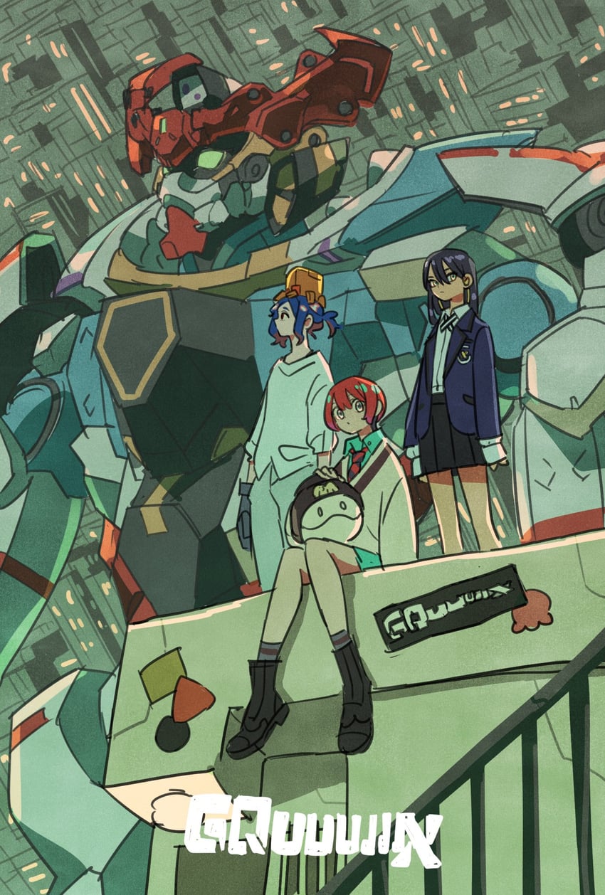 amate yuzuriha, haro, shuji ito, nyaan, conch, and 1 more (gundam and 1 more) drawn by takeuchi_ryousuke