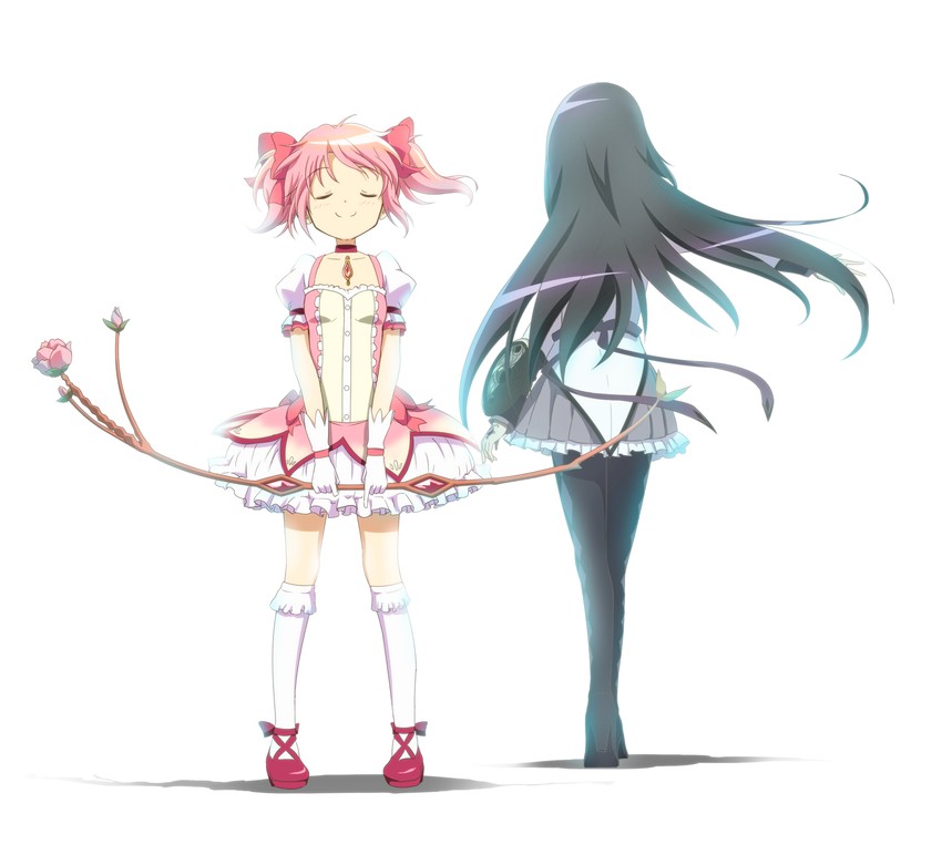 akemi homura and kaname madoka (mahou shoujo madoka magica) drawn by sachishiro_pengin