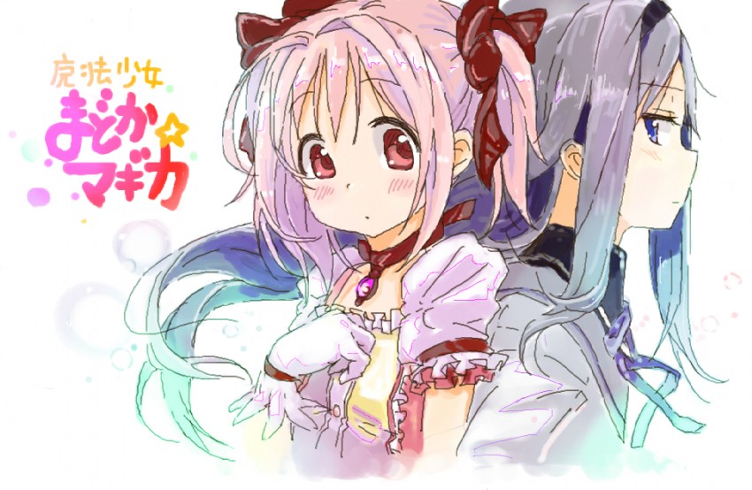 akemi homura and kaname madoka (mahou shoujo madoka magica) drawn by kirisawa_saki